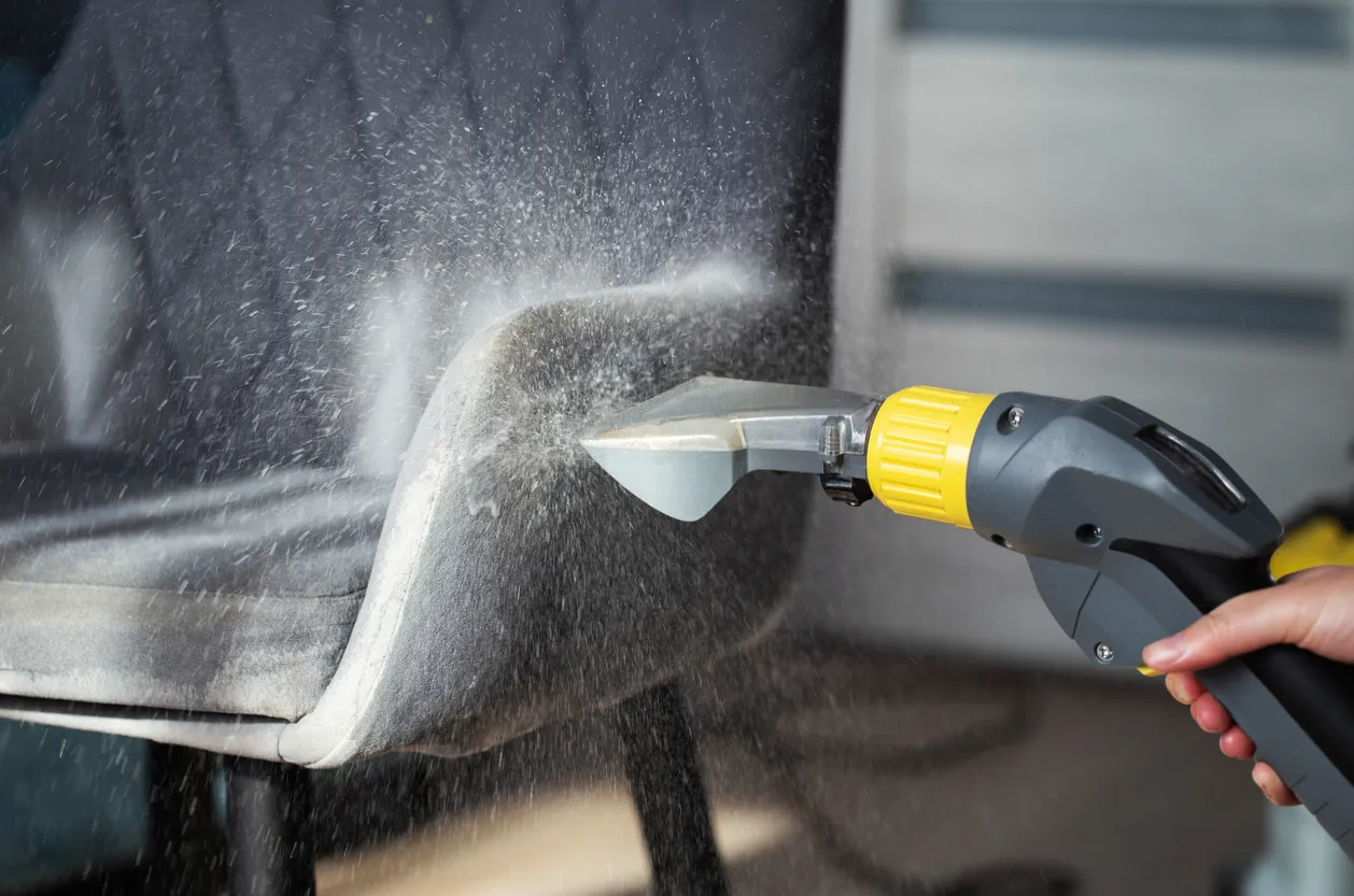 Professional upholstery cleaning process