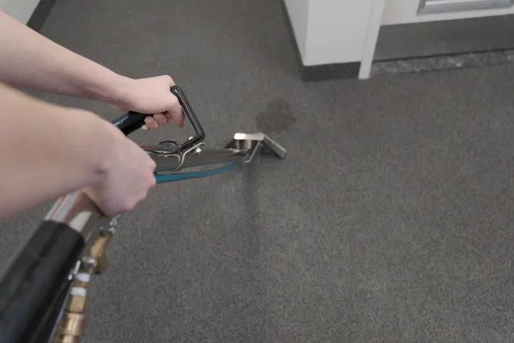 Professional commercial cleaning equipment in action